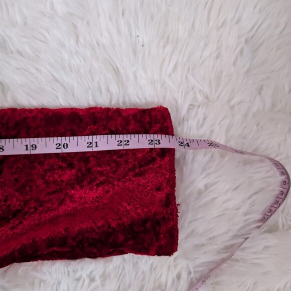 Connected Apparel Red Crushed Velvet Open Front Cardigan Jacket - Picture 7 of 12